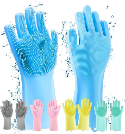 💧 2-in-1 Silicone Cleaning Gloves with Built-In Scrubber – Easy, Fast & Hygienic Dishwashing