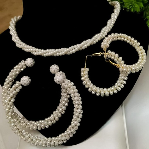 Luxury Pearl Beaded Set – Necklace & Accessories for Special Occasions