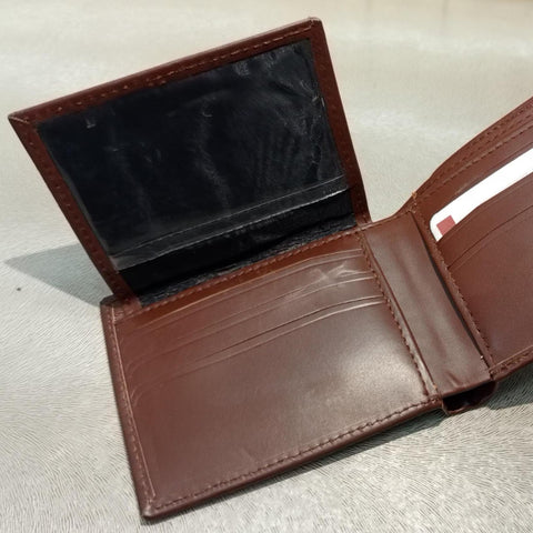 Men’s Genuine Leather Wallet | Stylish Brown Bifold with Clasp & 6 Card Slots