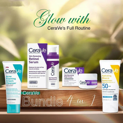 CeraVe Complete 4-in-1 Skincare Kit | Cleanser, Serum, Night Cream & Sunblock