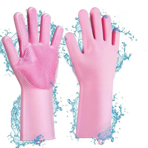 💧 2-in-1 Silicone Cleaning Gloves with Built-In Scrubber – Easy, Fast & Hygienic Dishwashing
