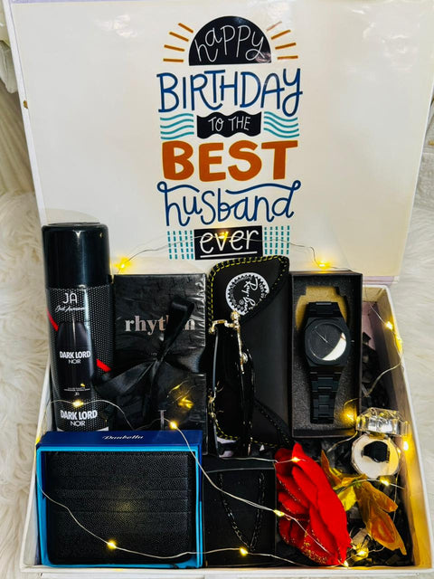 🎁 Luxury Birthday Gift Box for Husband – Watch, Wallet, Perfume & Accessories Set