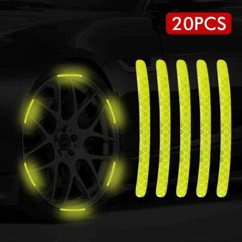 SafeRide Tyre Reflective Stickers – 20pcs for Wheels & Rims