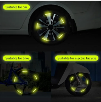 SafeRide Tyre Reflective Stickers – 20pcs for Wheels & Rims