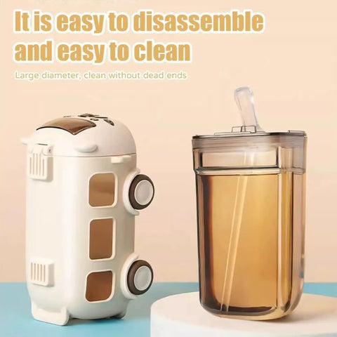 Kids Water Bottle with Strap – School Bus Design, Leak-Proof & Portable