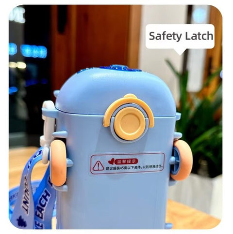 Kids Water Bottle with Strap – School Bus Design, Leak-Proof & Portable