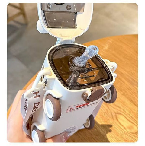 Kids Water Bottle with Strap – School Bus Design, Leak-Proof & Portable